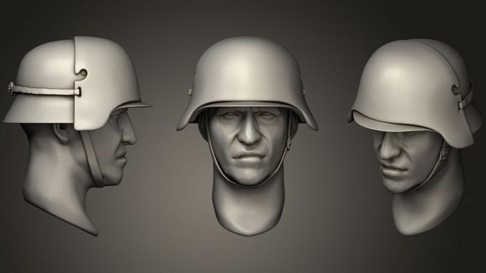 نموذج ثلاثي الأبعاد لآلة CNC التماثيل العسكرية خوذات الرأس 3